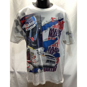 Vintage Mark Martin NASCAR T Shirt All Over Print Double Sided Large